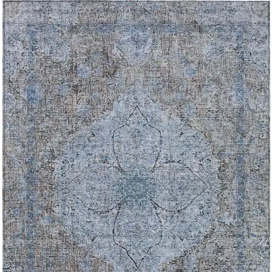 Gray And Blue Oriental Washable Indoor Outdoor Area Rug Photo 3