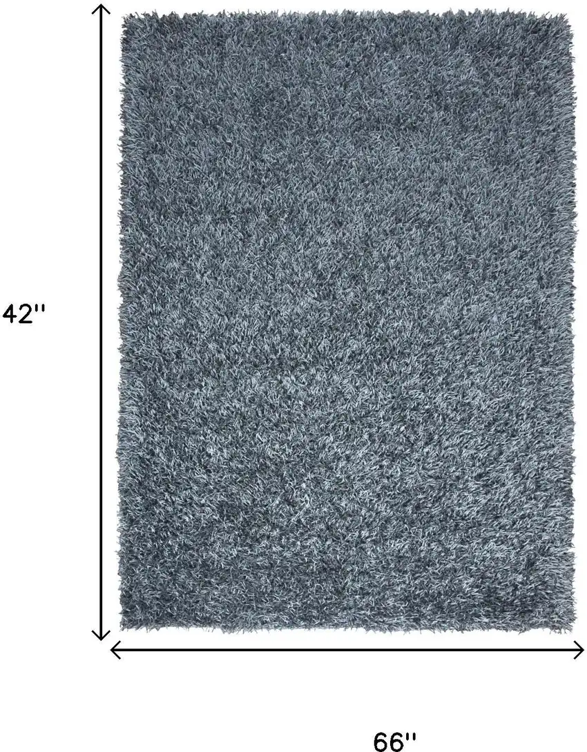 Gray And Blue Shag Hand Tufted Area Rug Photo 6