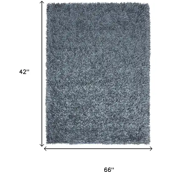Gray And Blue Shag Hand Tufted Area Rug Photo 6