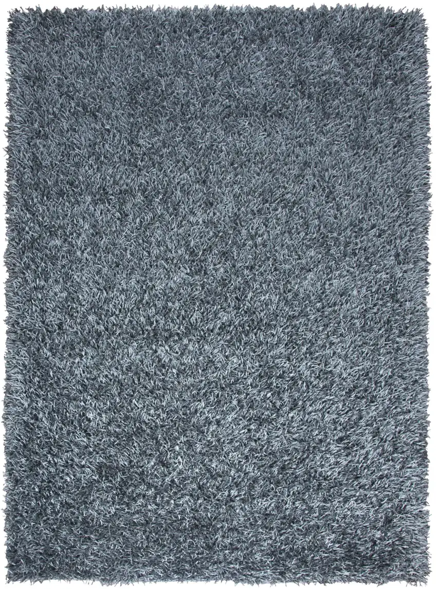 Gray And Blue Shag Hand Tufted Area Rug Photo 1