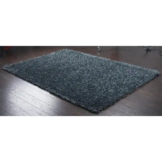 Gray And Blue Shag Hand Tufted Area Rug Photo 4