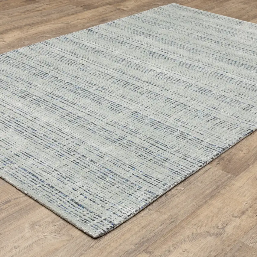 Gray And Blue Striped Hand Tufted Area Rug Photo 7