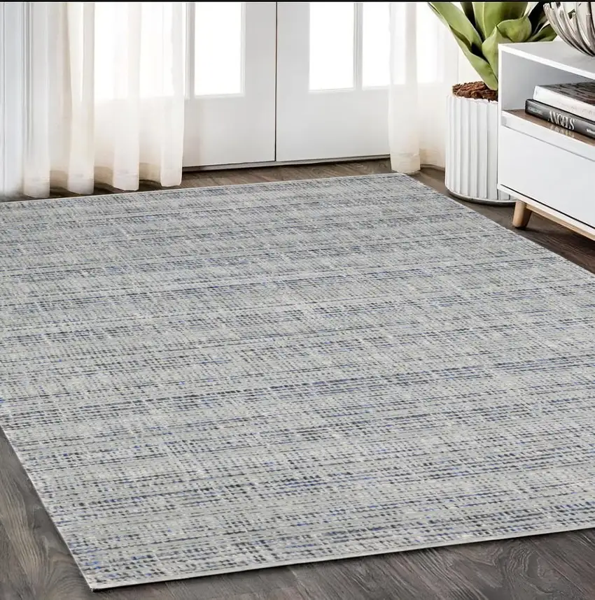 Gray And Blue Striped Hand Tufted Area Rug Photo 1