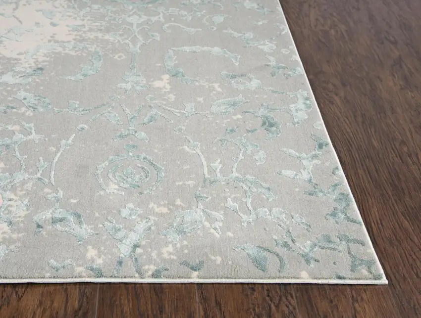 Gray And Blue Trellis Area Rug Photo 3