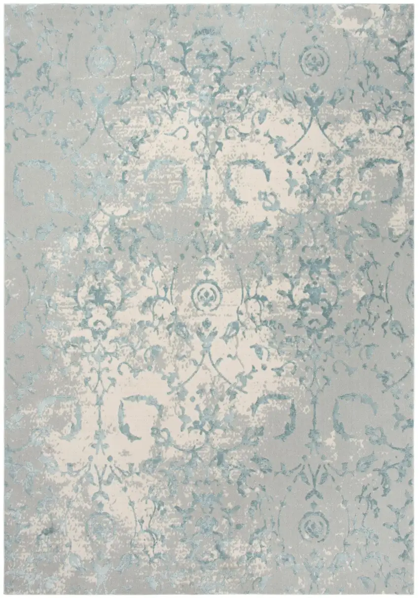 Gray And Blue Trellis Area Rug Photo 2