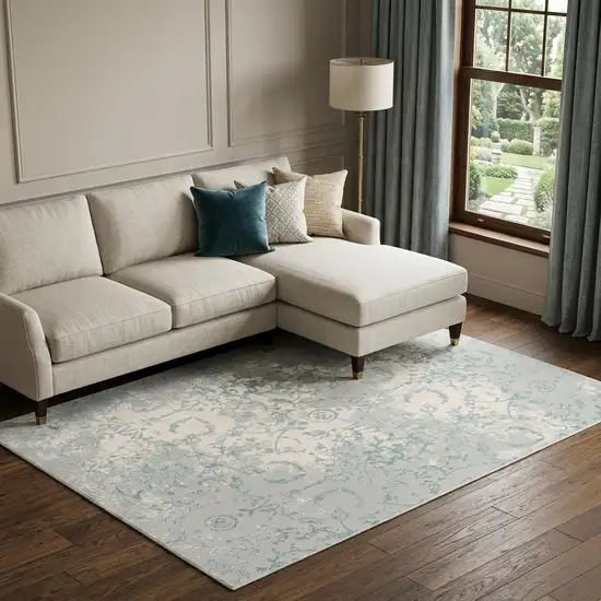 Gray And Blue Trellis Area Rug Photo 1
