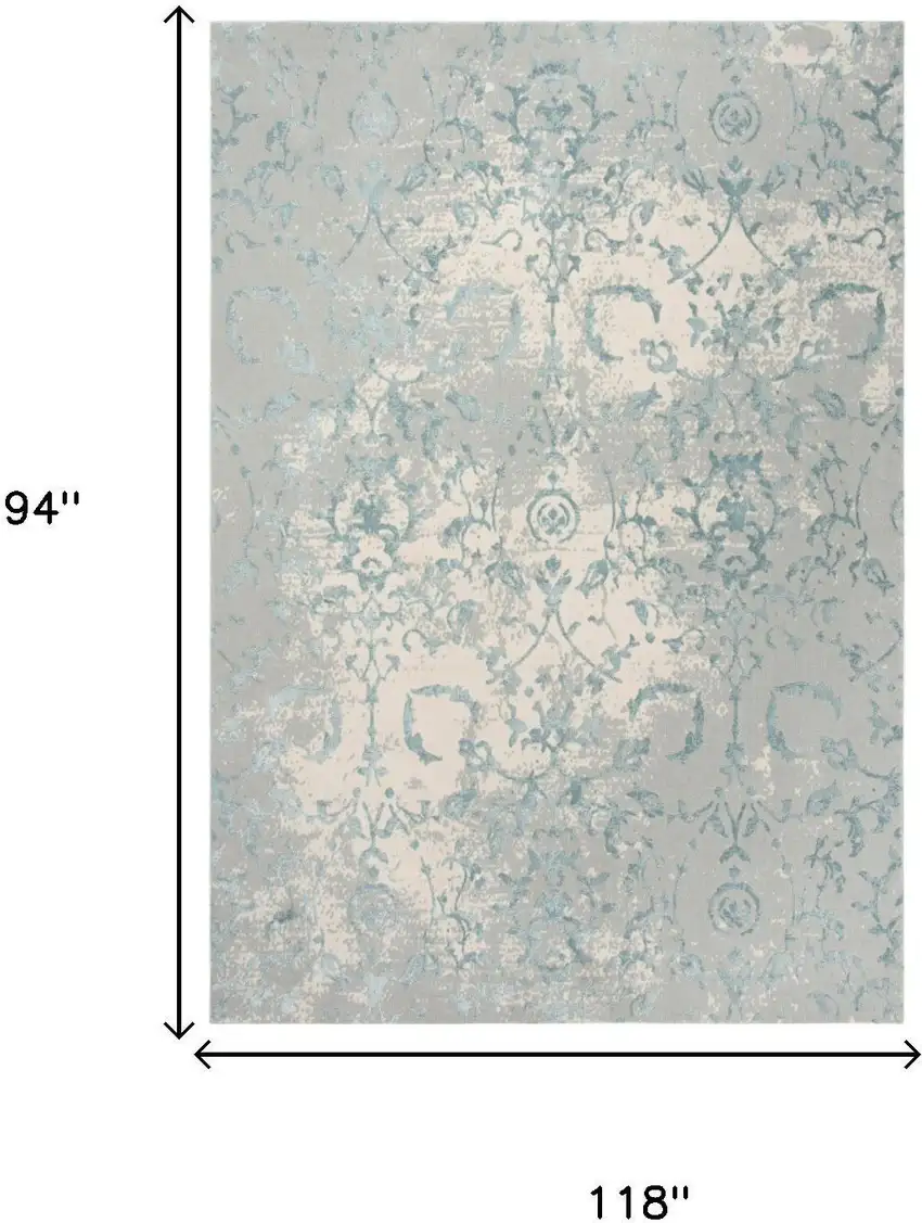 Gray And Blue Trellis Area Rug Photo 7