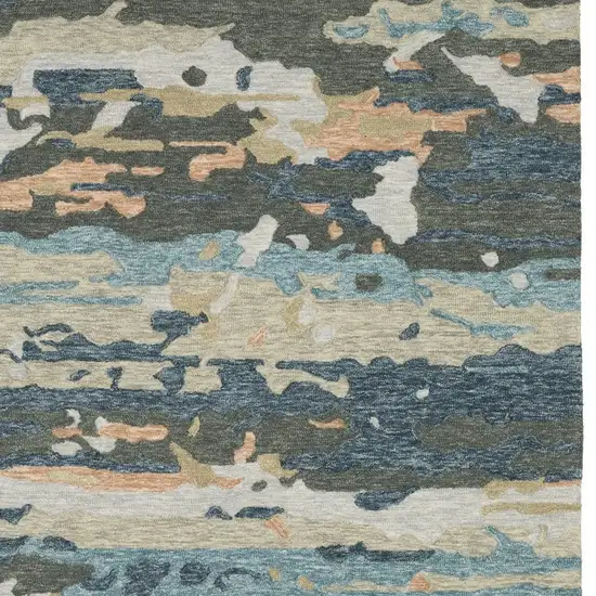 Gray And Blue Wool Abstract Hand Tufted Area Rug Photo 5