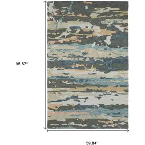 Photo of Gray And Blue Wool Abstract Hand Tufted Area Rug