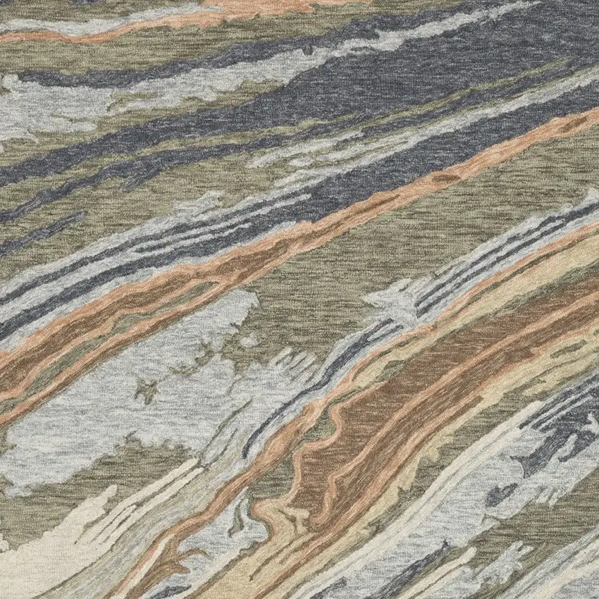 Gray And Blue Wool Abstract Hand Tufted Area Rug Photo 4