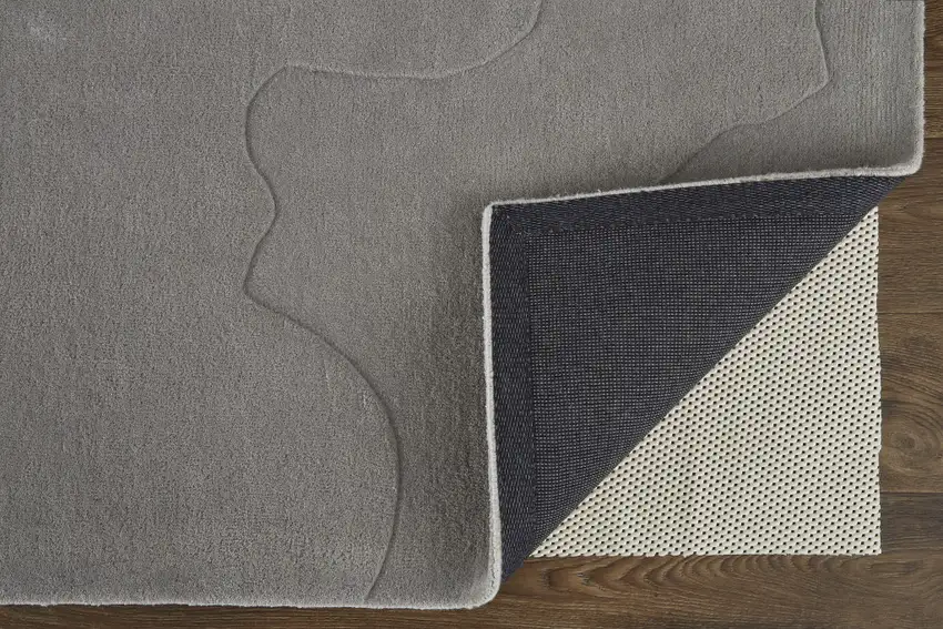 Gray And Blue Wool Abstract Tufted Handmade Area Rug Photo 4