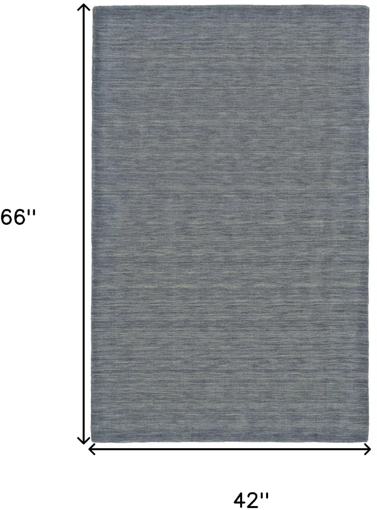 Gray And Blue Wool Hand Woven Stain Resistant Area Rug Photo 5