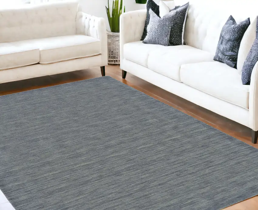 Blue and Gray Wool Hand Woven Area Rug Photo 1