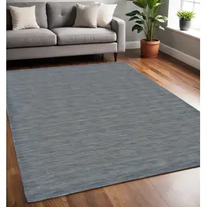 Photo of Gray And Blue Wool Hand Woven Stain Resistant Area Rug