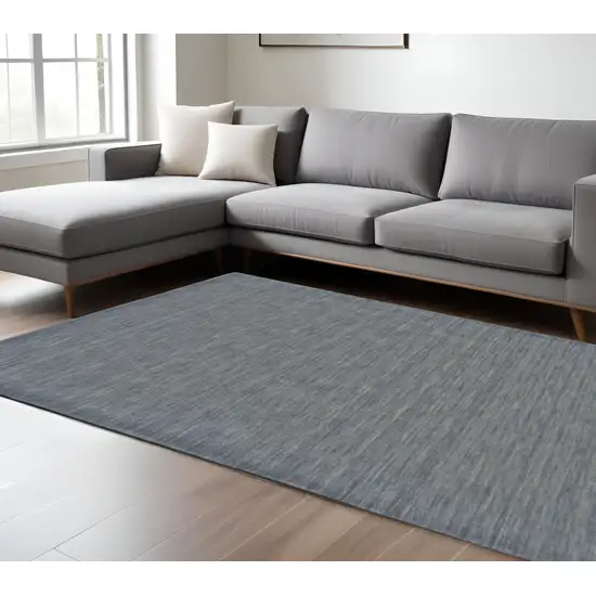 Blue and Gray Wool Hand Woven Area Rug Photo 1