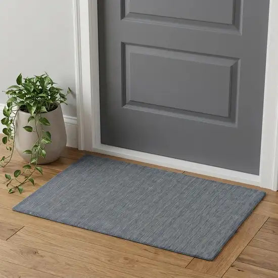 Blue and Gray Wool Hand Woven Area Rug Photo 1