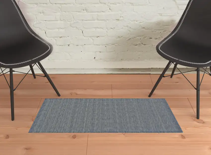 Gray And Blue Wool Hand Woven Stain Resistant Area Rug Photo 2