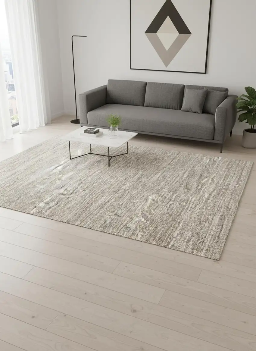 Gray And Brown Abstract Area Rug Photo 1