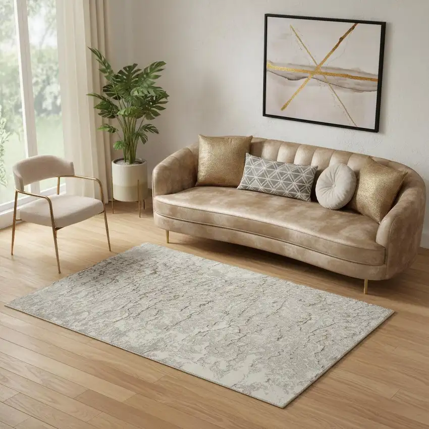 Gray And Brown Abstract Area Rug Photo 1