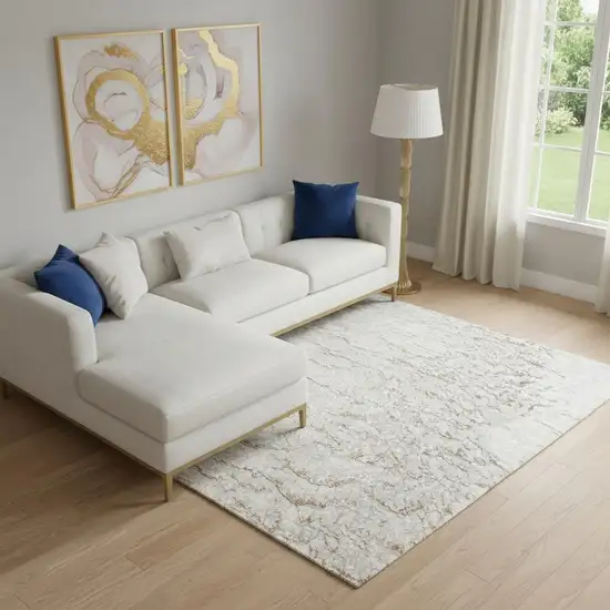 Gray And Brown Abstract Area Rug Photo 1