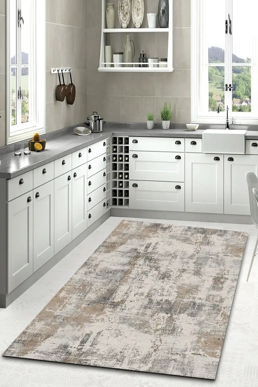 Gray And Brown Abstract Area Rug Photo 1