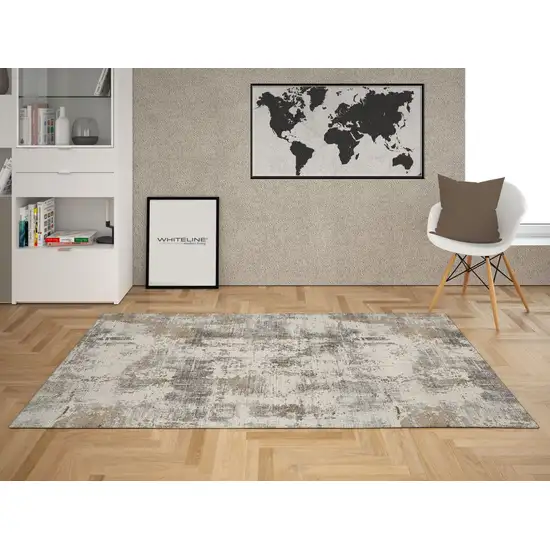 Gray And Brown Abstract Area Rug Photo 6