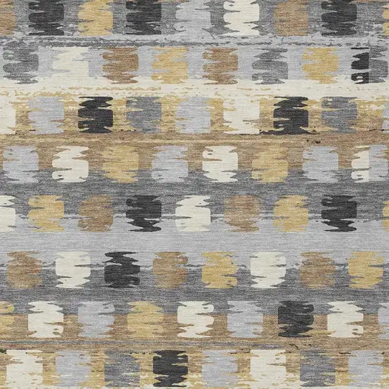 Gray And Brown Abstract Washable Indoor Outdoor Area Rug Photo 3