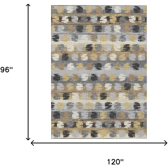 Gray And Brown Abstract Washable Indoor Outdoor Area Rug Photo 9