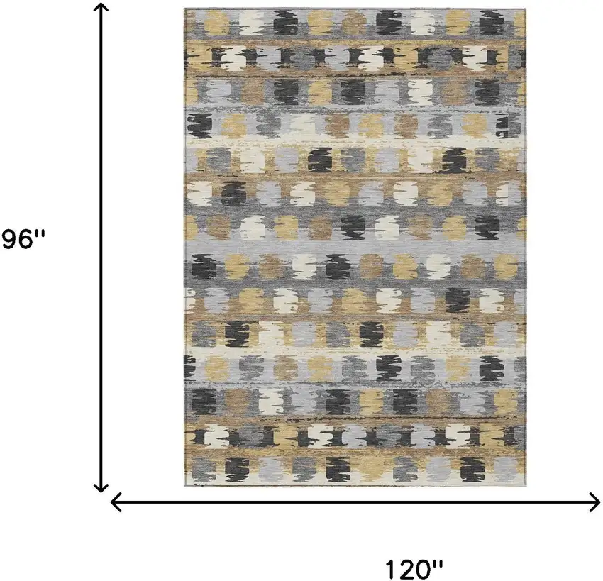 Gray And Brown Abstract Washable Indoor Outdoor Area Rug Photo 9