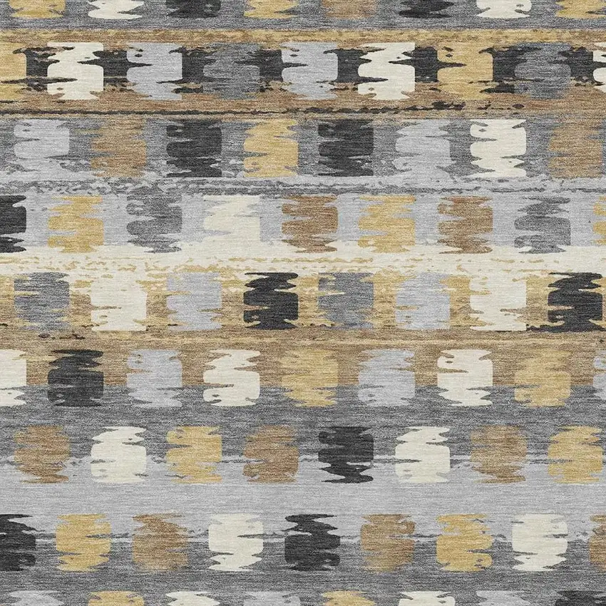 Gray And Brown Abstract Washable Indoor Outdoor Area Rug Photo 5