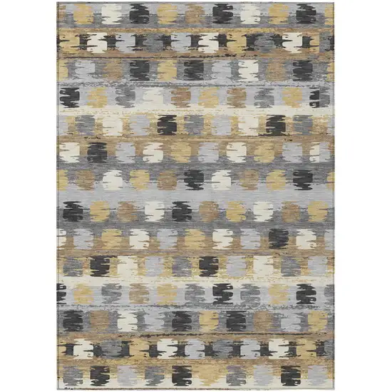 Gray And Brown Abstract Washable Indoor Outdoor Area Rug Photo 2
