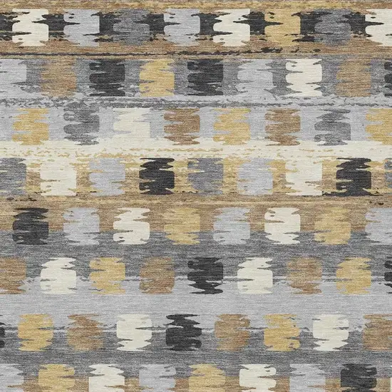 Gray And Brown Abstract Washable Indoor Outdoor Area Rug Photo 5