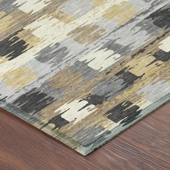 Gray And Brown Abstract Washable Indoor Outdoor Area Rug Photo 7
