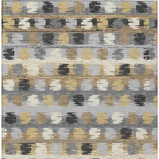 Gray And Brown Abstract Washable Indoor Outdoor Area Rug Photo 6