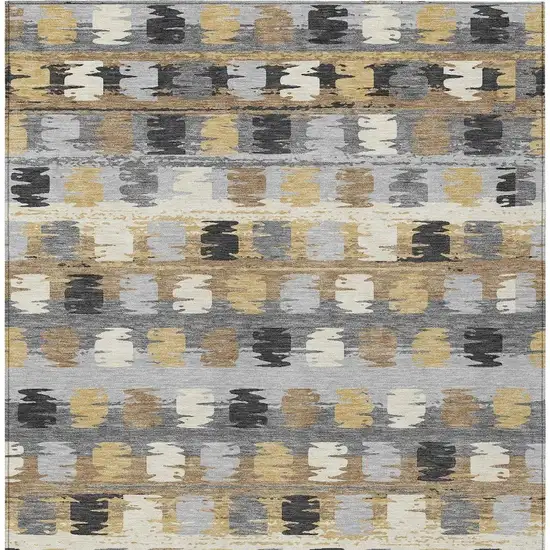 Gray And Brown Abstract Washable Indoor Outdoor Area Rug Photo 4