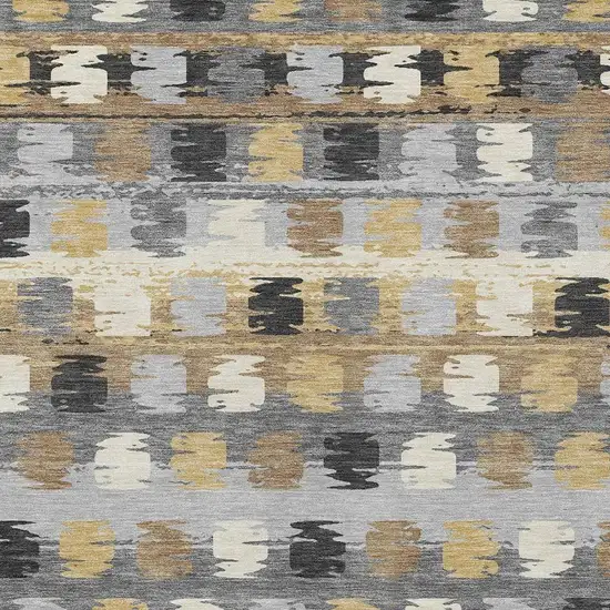 Gray And Brown Abstract Washable Indoor Outdoor Area Rug Photo 3