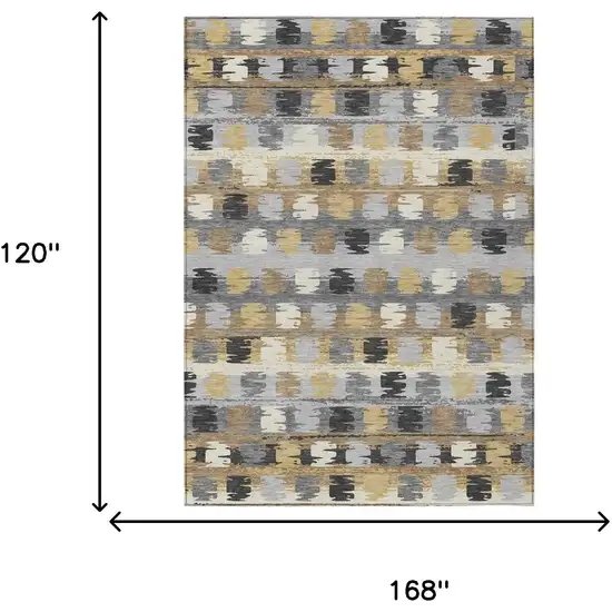 Gray And Brown Abstract Washable Indoor Outdoor Area Rug Photo 9