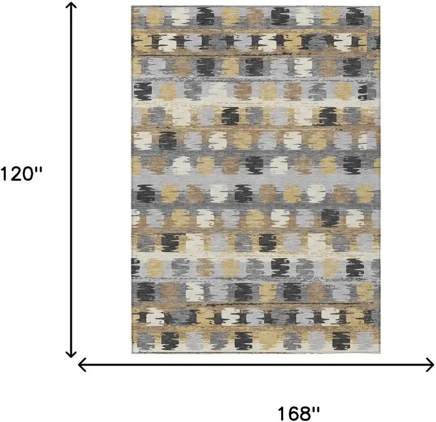 Gray And Brown Abstract Washable Indoor Outdoor Area Rug Photo 9