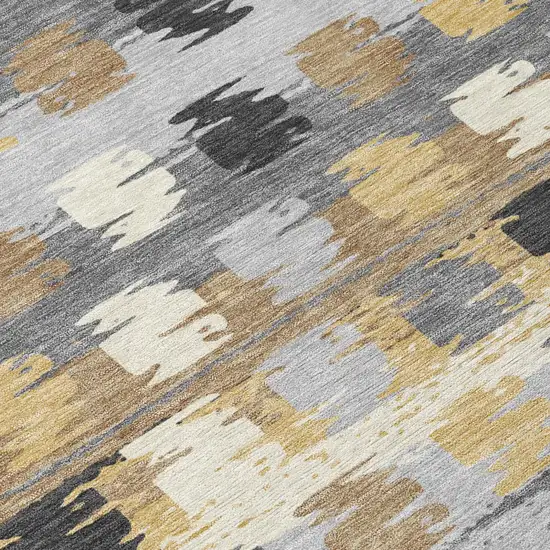 Gray And Brown Abstract Washable Indoor Outdoor Area Rug Photo 8