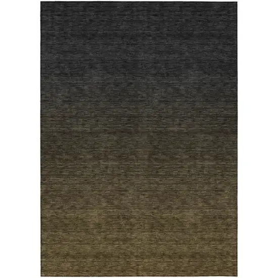 Gray And Brown Abstract Washable Indoor Outdoor Area Rug Photo 2