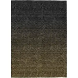 Photo of Gray And Brown Abstract Washable Indoor Outdoor Area Rug