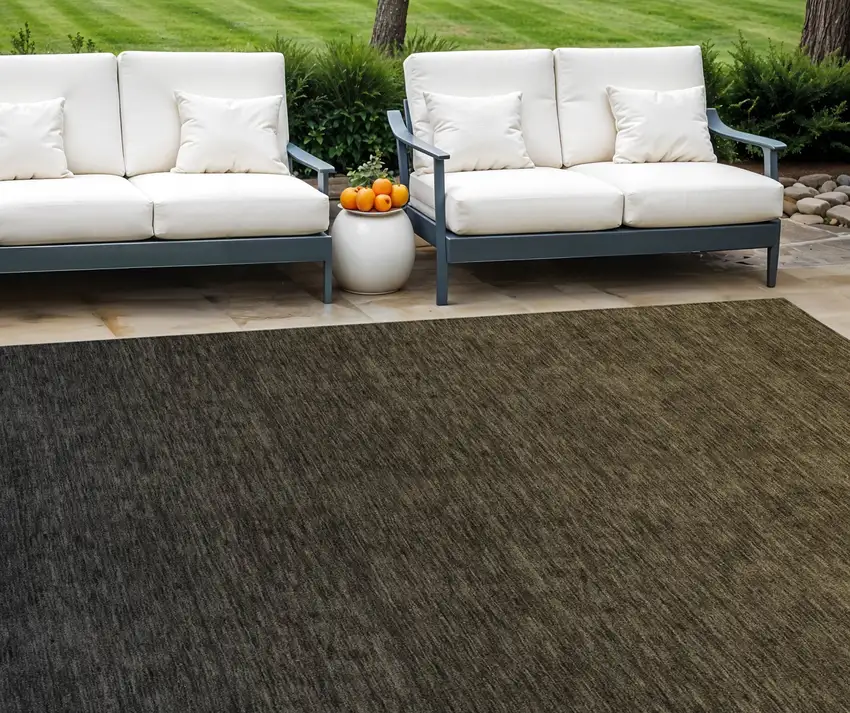 Gray And Brown Abstract Washable Indoor Outdoor Area Rug Photo 1