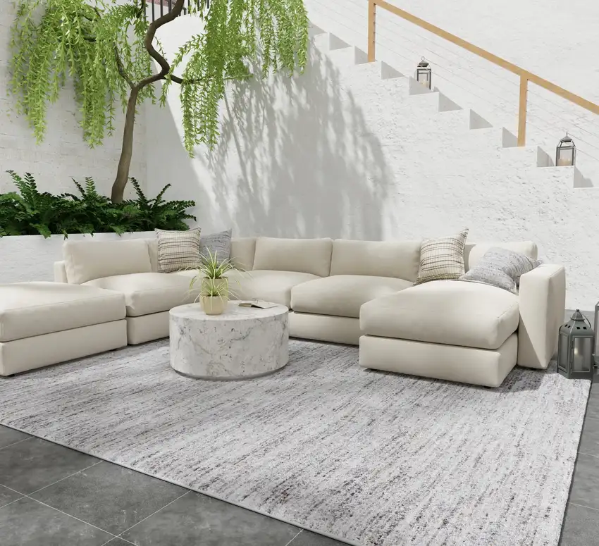 Gray And Brown Handmade Indoor Outdoor Area Rug Photo 4