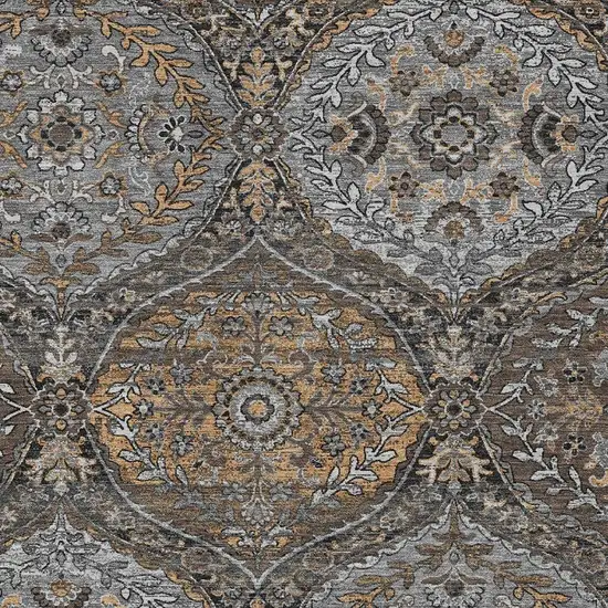 Gray And Brown Ogee Washable Indoor Outdoor Area Rug Photo 3