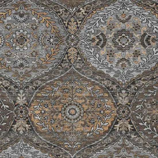 Gray And Brown Ogee Washable Indoor Outdoor Area Rug Photo 3