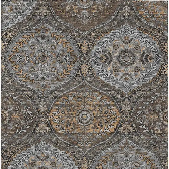 Gray And Brown Ogee Washable Indoor Outdoor Area Rug Photo 4