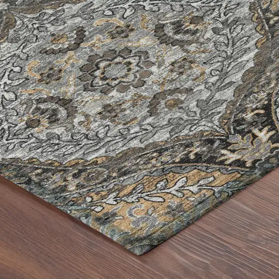 Gray And Brown Ogee Washable Indoor Outdoor Area Rug Photo 5
