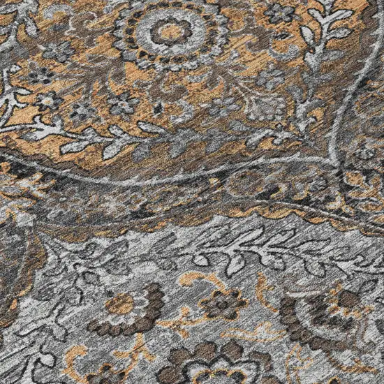 Gray And Brown Ogee Washable Indoor Outdoor Area Rug Photo 6