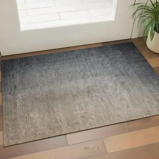 Gray And Brown Ombre Washable Area Rug With UV Protection Photo 1