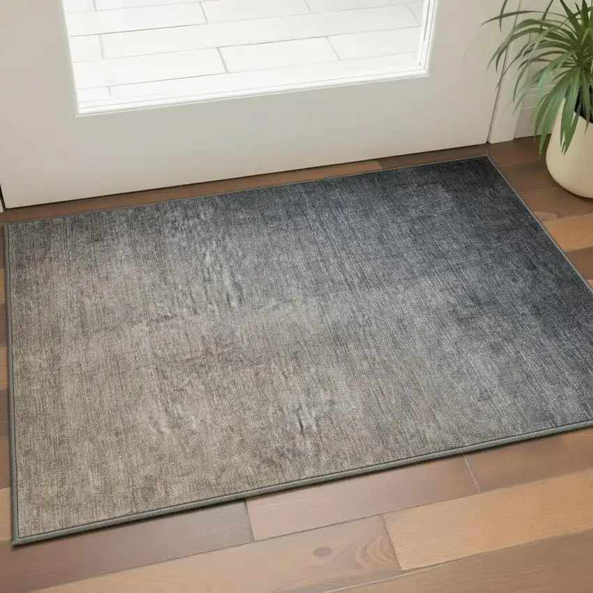 Gray And Brown Ombre Washable Area Rug With UV Protection Photo 2